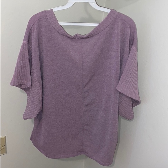 Purple Short Sleeve Sweater Top - Picture 3 of 3